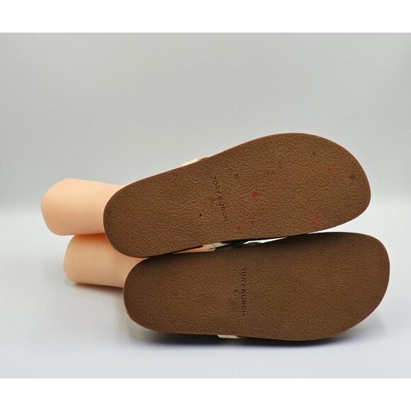 Tory Burch Women's Beige Leather Miller Cloud Flats Thong Sandals Sz 8 2642 - Picture 7 of 16